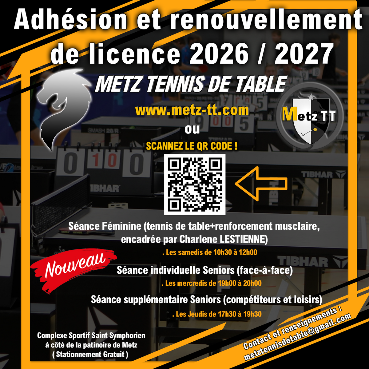 🏓 Les inscriptions pour la saison 2026 / 2027 sont ouvertes ! 🎉