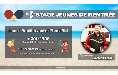 STAGE JEUNES de RENTRÉE - AOÛT 2020