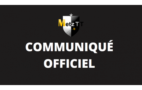Communiqué officiel : Report des prochains matchs de Metz TT pour cause de Covid-19