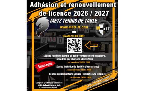 🏓 Les inscriptions pour la saison 2026 / 2027 sont ouvertes ! 🎉